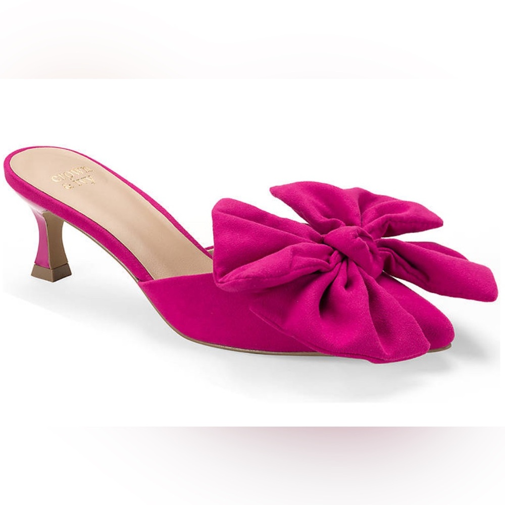 Chic Hot Pink Bow Heeled Mules Crown & Ivy size 9